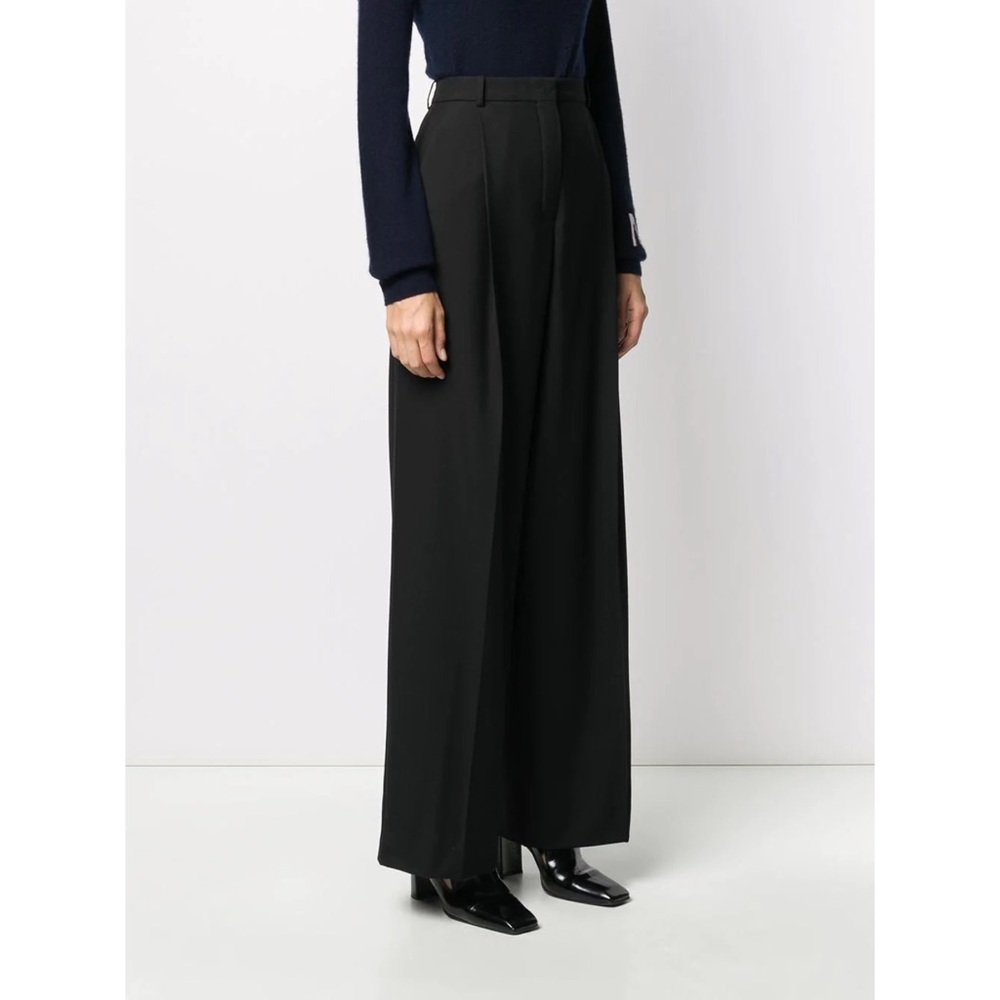 Nina Ricci Gabardine 100% wool high rise wide leg black trousers EU 36